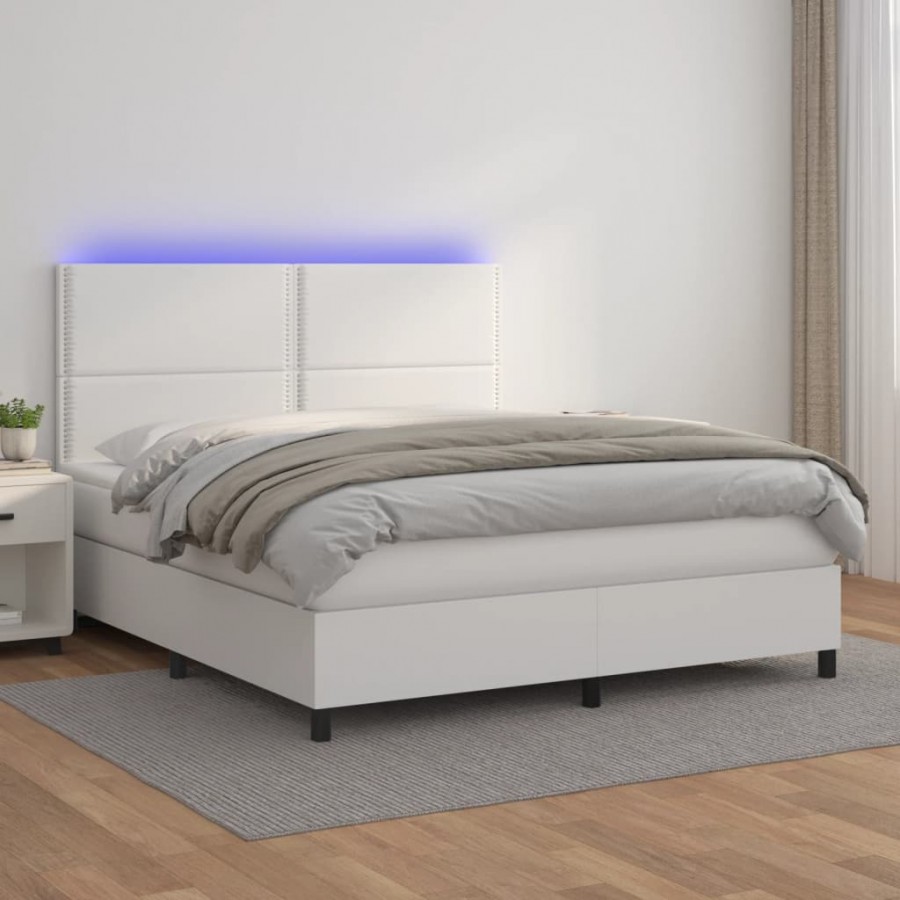 Cadre de lit avec matelas et LED Blanc 180x200 cm