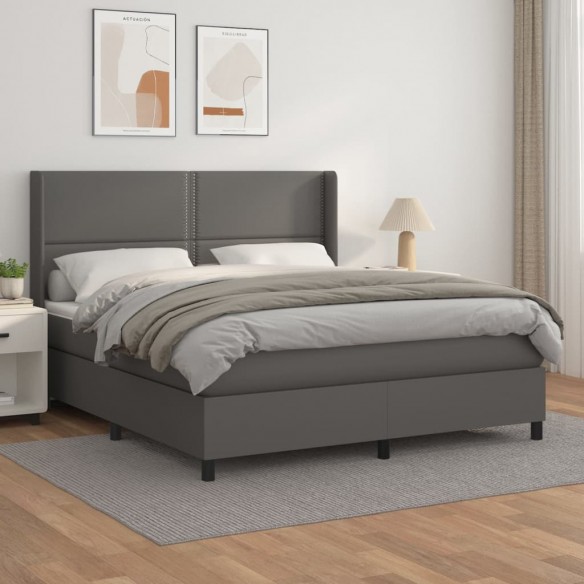 Cadre de lit avec matelas Gris 180x200 cm Similicuir