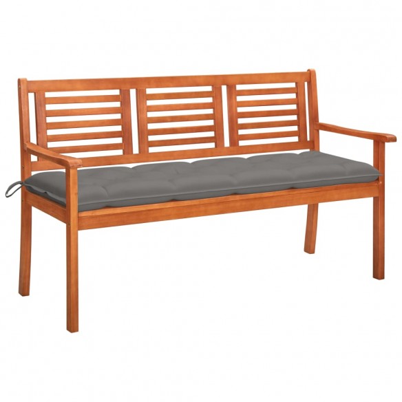 Banc de jardin 3 places avec coussin 150 cm Bois d'eucalyptus