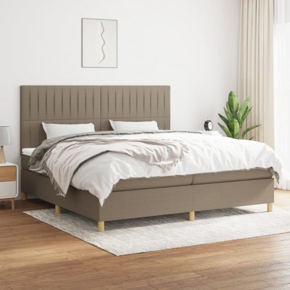 Cadre de lit avec matelas Taupe 200x200 cm Tissu