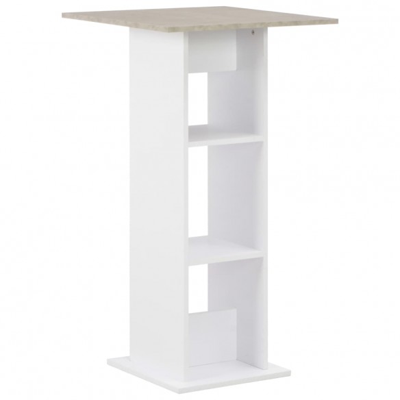 Table de bar Blanc et béton 60x60x110 cm