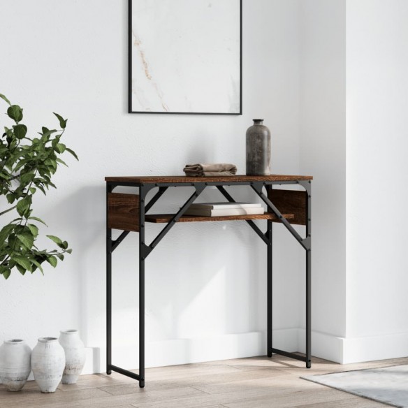 Table console avec étagère chêne marron 75x30x75 cm