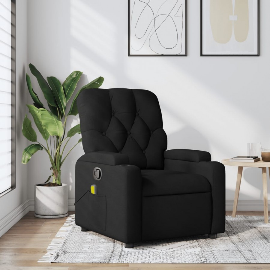 Fauteuil de massage inclinable Noir Tissu