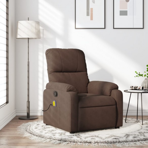 Fauteuil inclinable de massage marron tissu microfibre