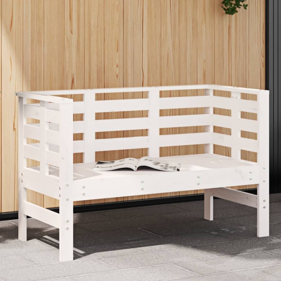 Banc de jardin blanc 111,5x53x71 cm bois massif de pin