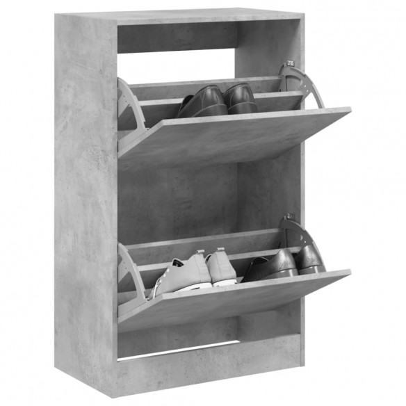 Armoire à chaussures gris béton 60x34x96,5 cm bois d'ingénierie