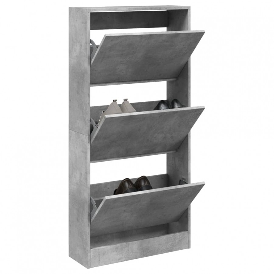 Armoire à chaussures gris béton 60x21x125,5cm bois d'ingénierie