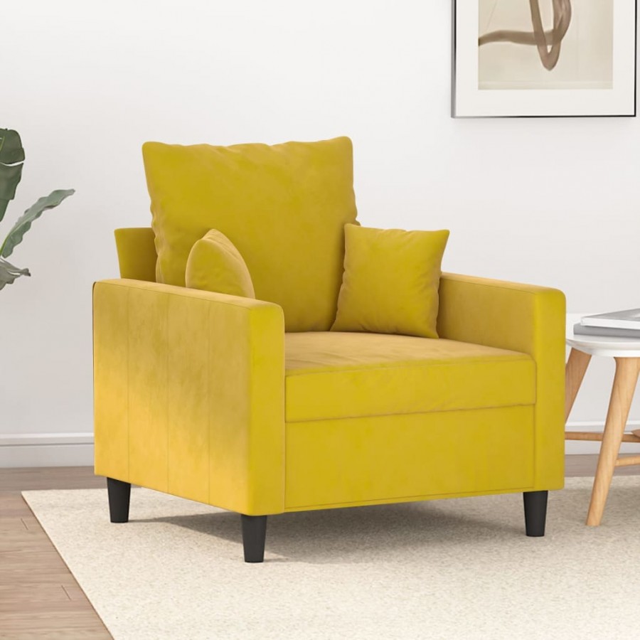 Fauteuil Jaune 60 cm Velours