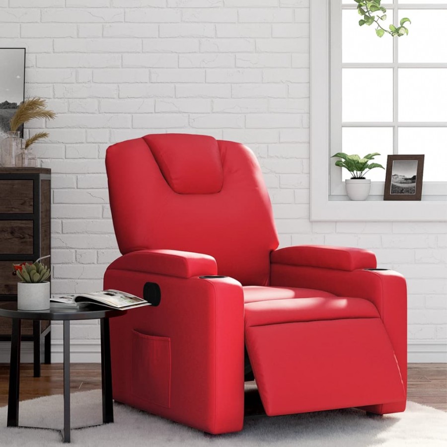 Fauteuil inclinable électrique Rouge Similicuir