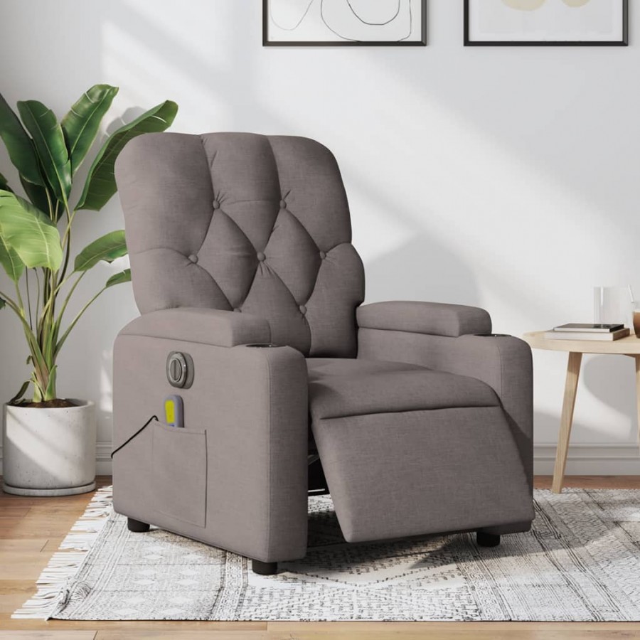 Fauteuil de massage inclinable électrique Taupe Tissu