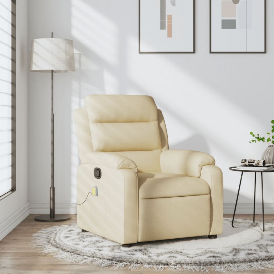 Fauteuil de massage inclinable Crème Tissu