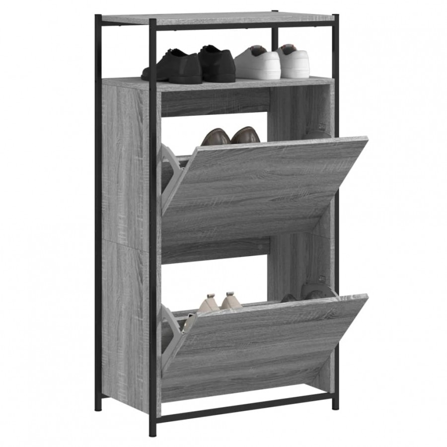 Armoire à chaussures Sonoma gris 60x34x112 cm Bois d'ingénierie