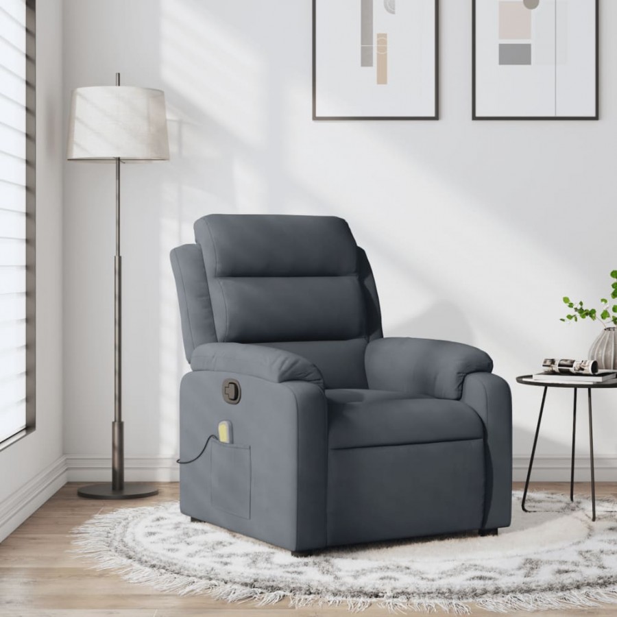 Fauteuil de massage inclinable gris foncé velours