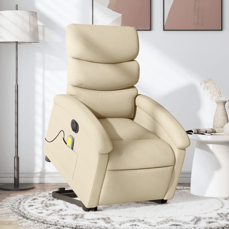 Fauteuil inclinable de massage électrique Crème Tissu