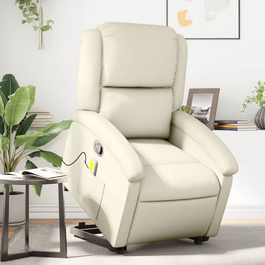 Fauteuil inclinable de massage Crème Similicuir