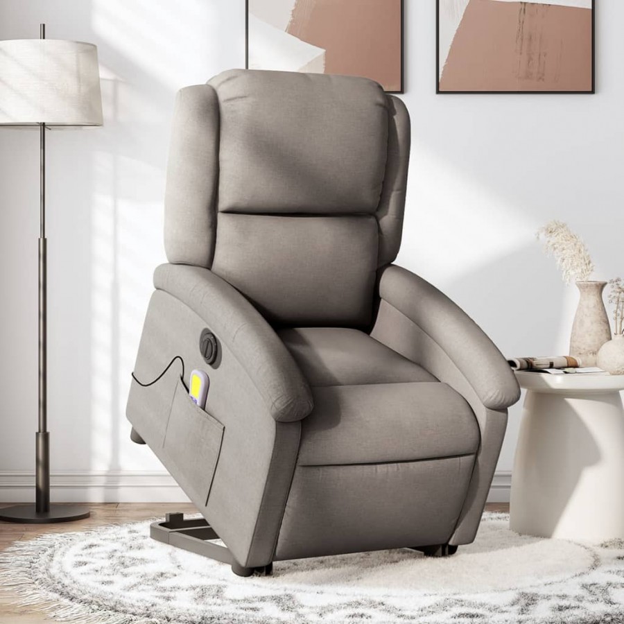 Fauteuil inclinable de massage électrique Taupe Tissu