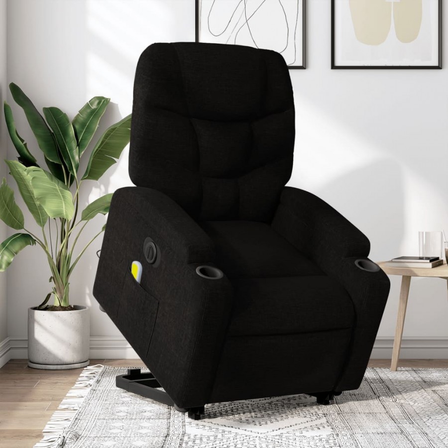 Fauteuil inclinable de massage électrique Noir Tissu