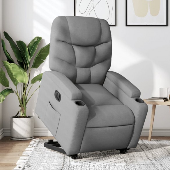 Fauteuil inclinable électrique gris clair tissu