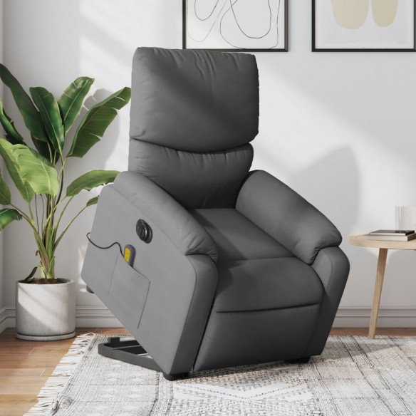 Fauteuil inclinable de massage électrique Gris foncé Tissu