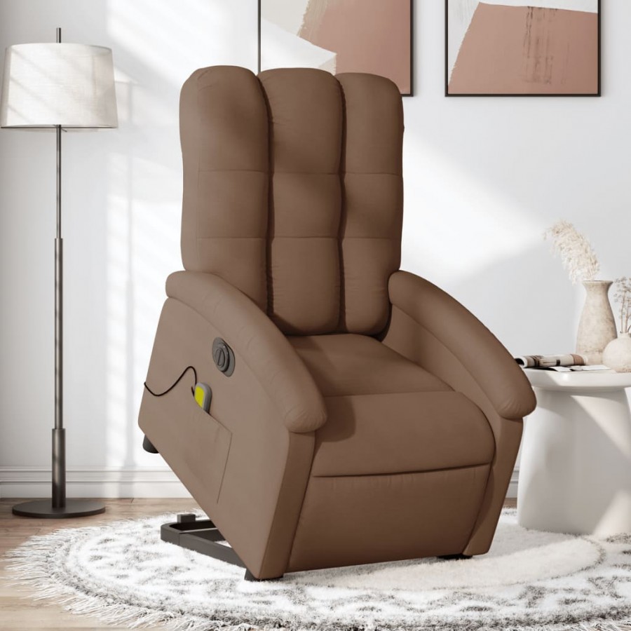 Fauteuil inclinable de massage électrique Marron Tissu