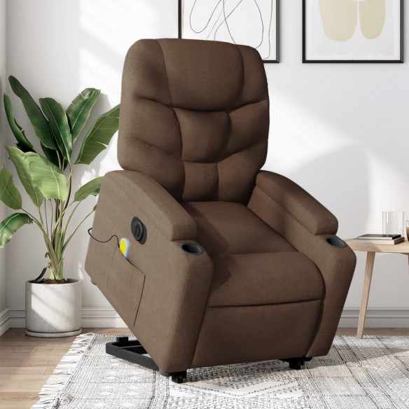 Fauteuil inclinable de massage électrique Marron Tissu