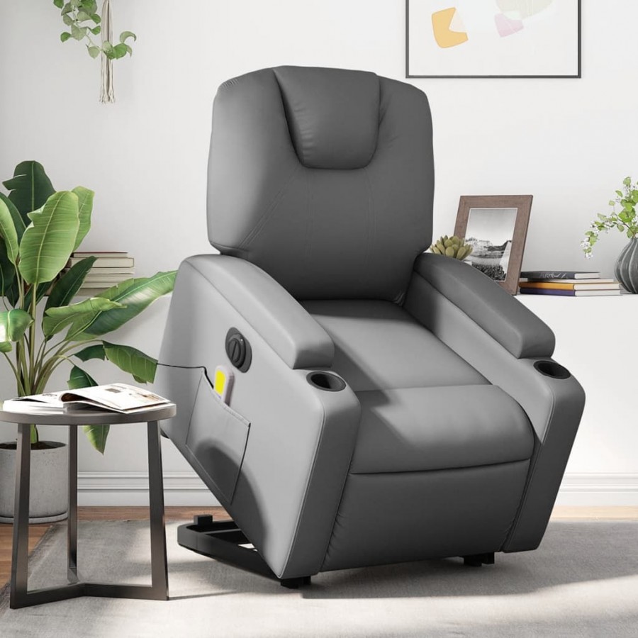 Fauteuil inclinable de massage électrique gris similicuir