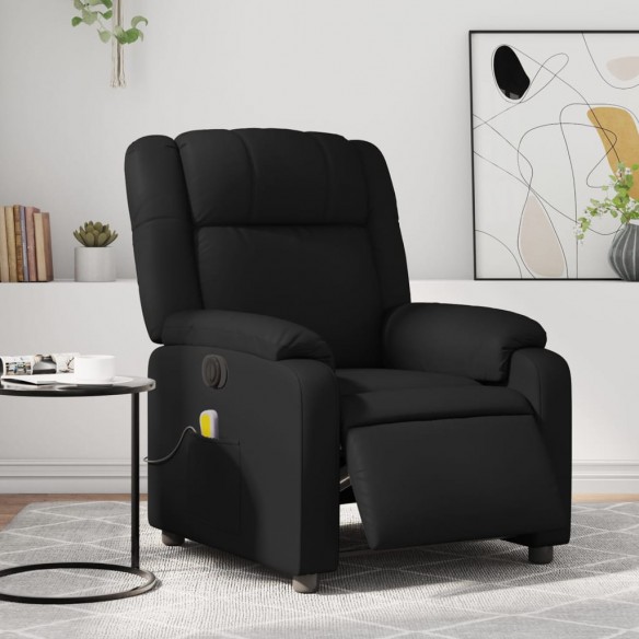 Fauteuil de massage inclinable électrique noir similicuir