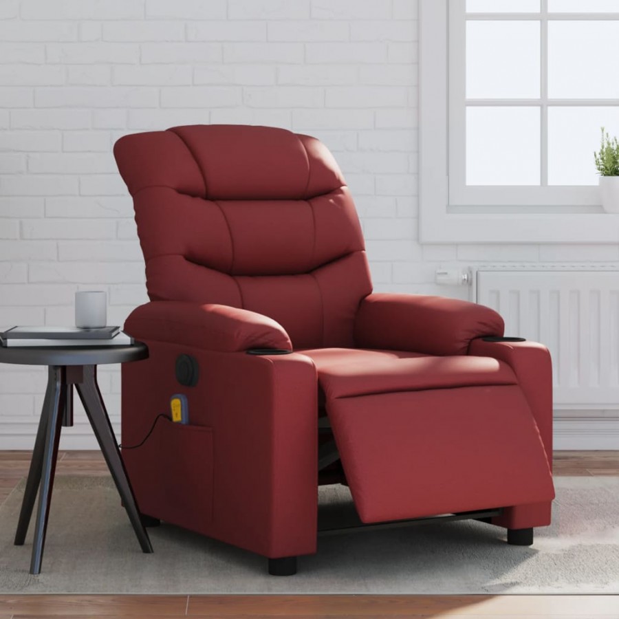 Fauteuil de massage inclinable électrique rouge bordeaux