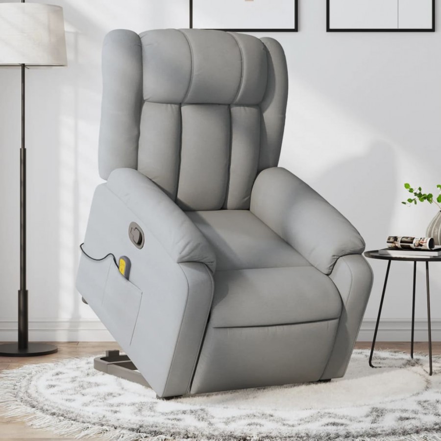 Fauteuil de massage inclinable Gris clair Tissu