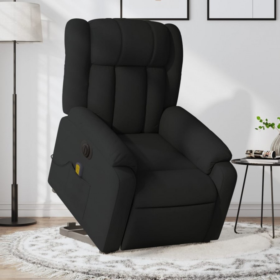 Fauteuil inclinable de massage électrique Noir Tissu