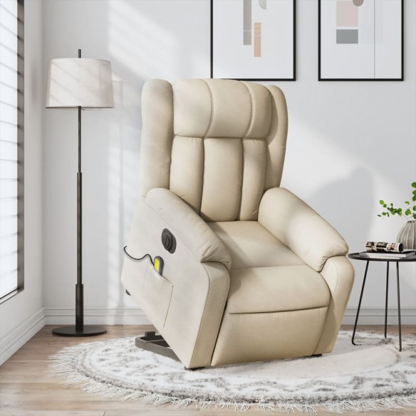 Fauteuil inclinable de massage électrique Crème Tissu