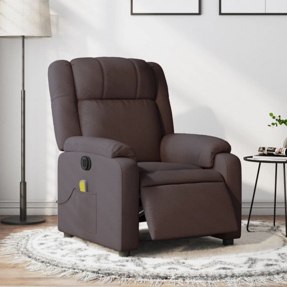 Fauteuil de massage inclinable électrique Marron foncé Tissu