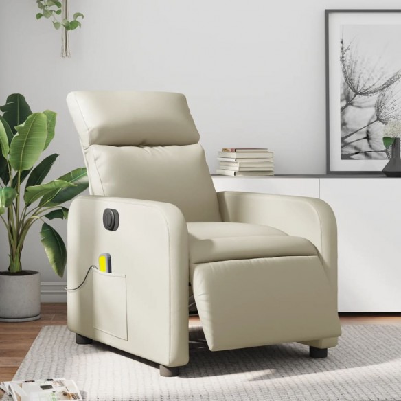 Fauteuil de massage inclinable électrique crème similicuir