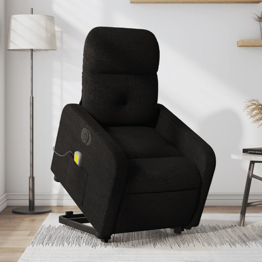 Fauteuil inclinable de massage électrique Noir Tissu