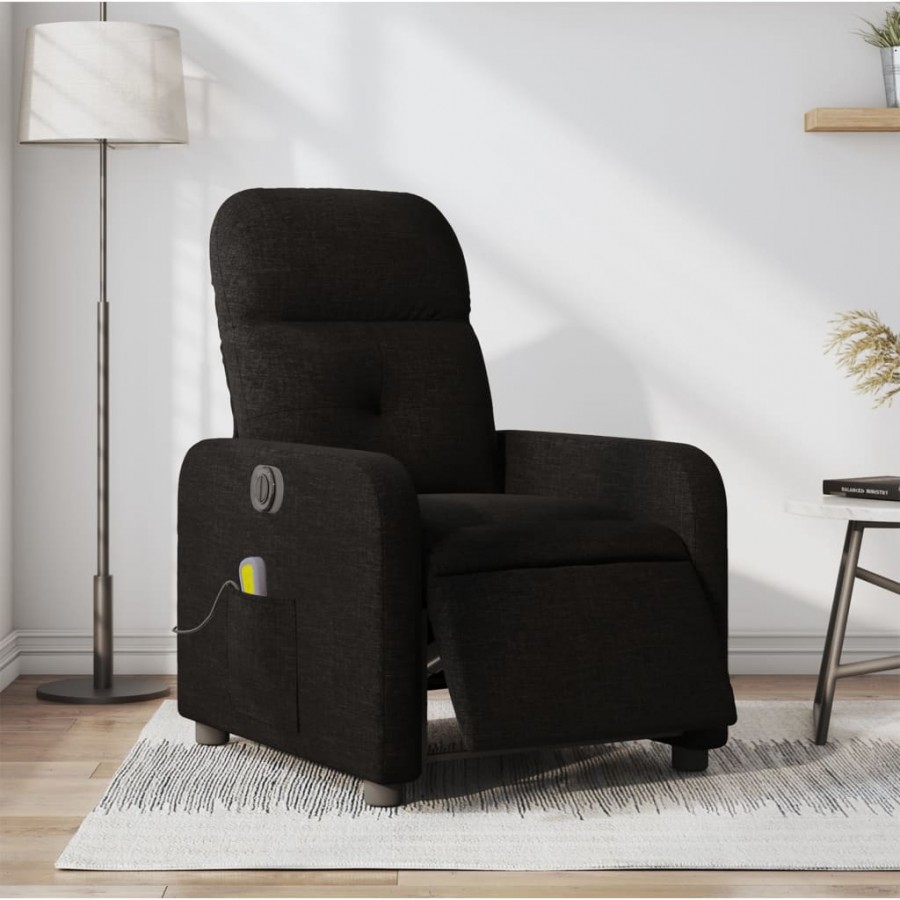 Fauteuil de massage inclinable électrique Noir Tissu