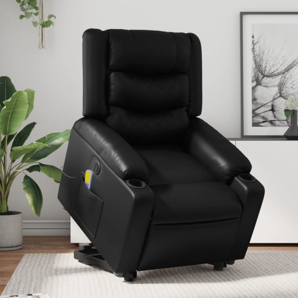 Fauteuil inclinable de massage électrique noir similicuir