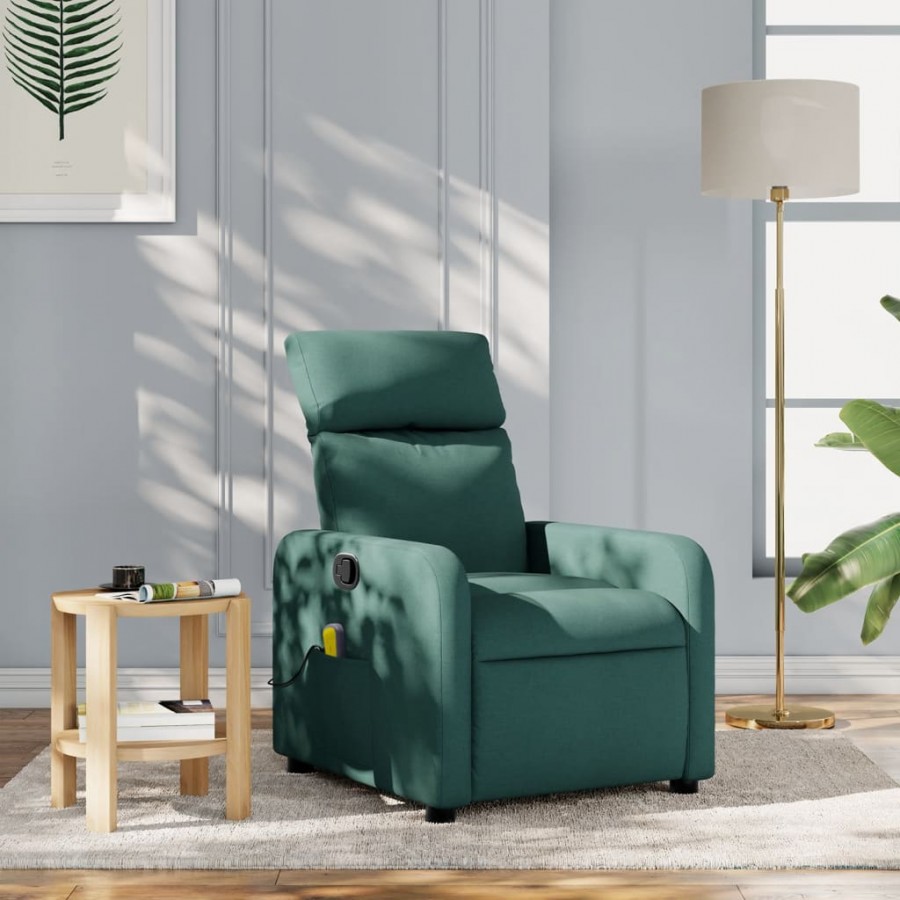 Fauteuil de massage inclinable Vert foncé Tissu