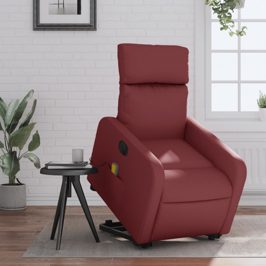 Fauteuil inclinable de massage électrique rouge bordeaux