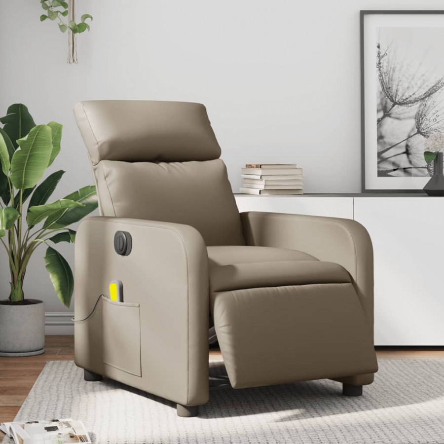 Fauteuil de massage inclinable électrique cappuccino similicuir