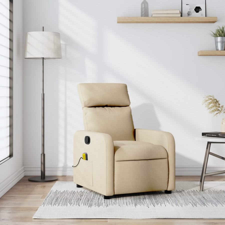 Fauteuil de massage inclinable Crème Tissu