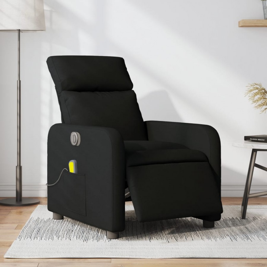 Fauteuil de massage inclinable électrique Noir Tissu