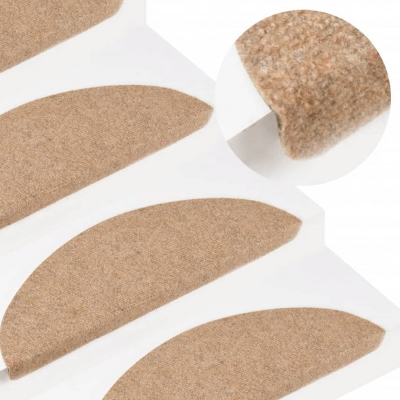 Tapis d'escalier auto-adhésifs 10 pcs beige 56x17x3 cm