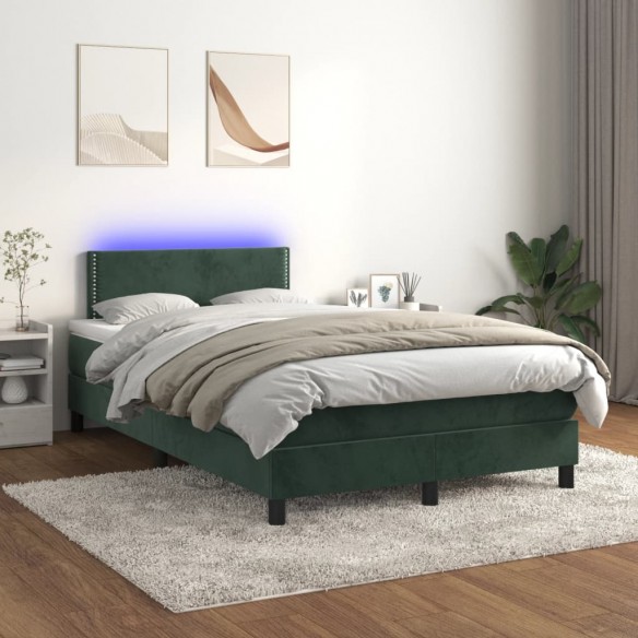 Cadre de lit avec matelas LED Vert foncé 120x200 cm