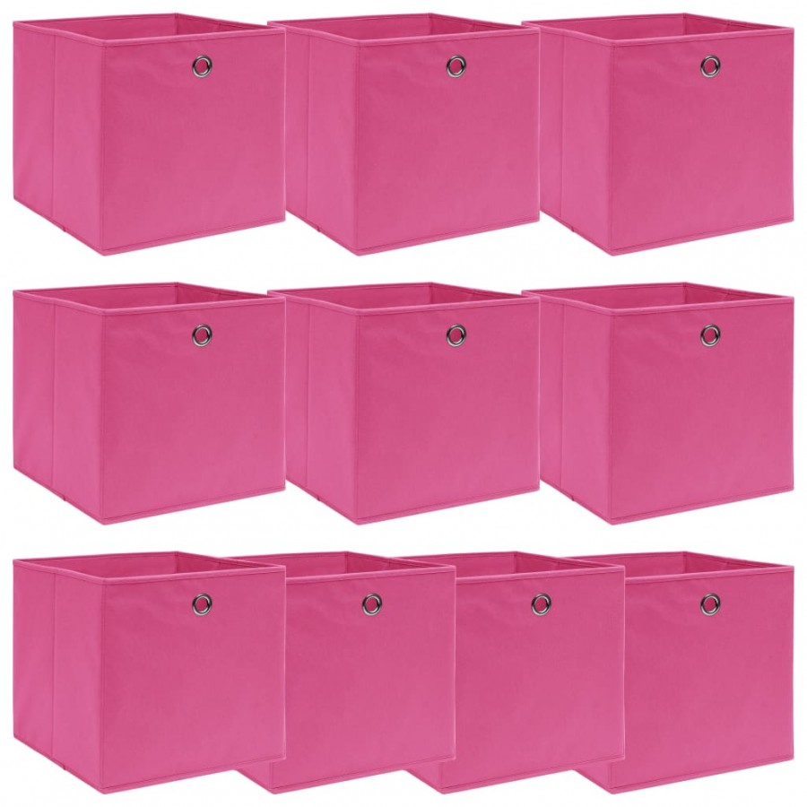 Boîtes de rangement 10 pcs Rose 32x32x32 cm Tissu