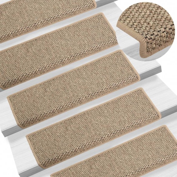 Tapis d'escalier autocollants 15 pcs 65x21x4 cm Beige foncé