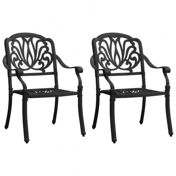 Chaises de jardin 2 pcs Aluminium coulé Noir