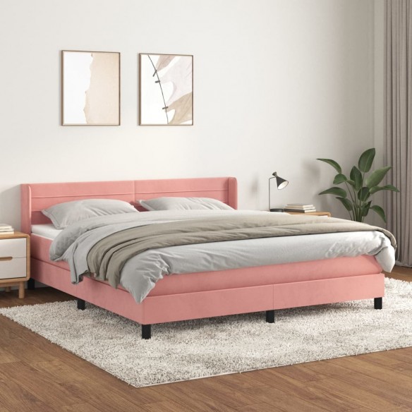 Cadre de lit avec matelas Rose 180x200 cm Velours