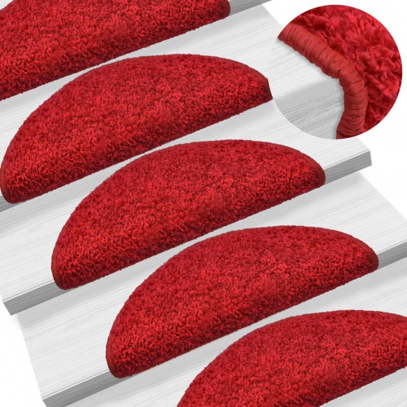 Tapis d'escalier 15 pcs rouge 65x21x4 cm