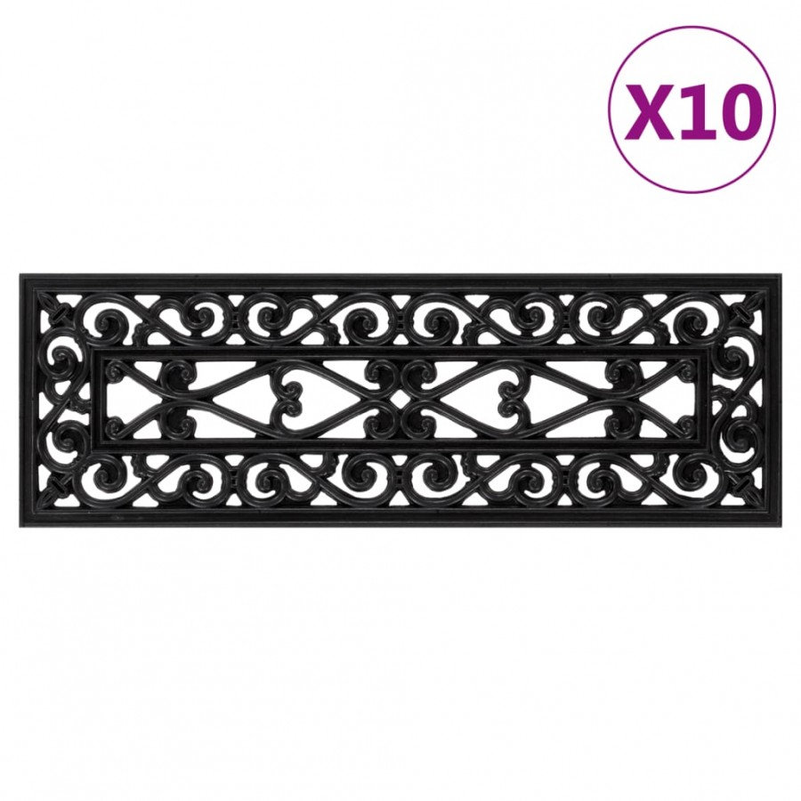 Marches d'escalier 10 pcs 25x75 cm caoutchouc