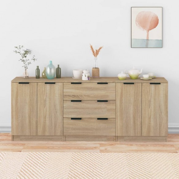 Buffets 3 pcs Chêne sonoma Bois d'ingénierie